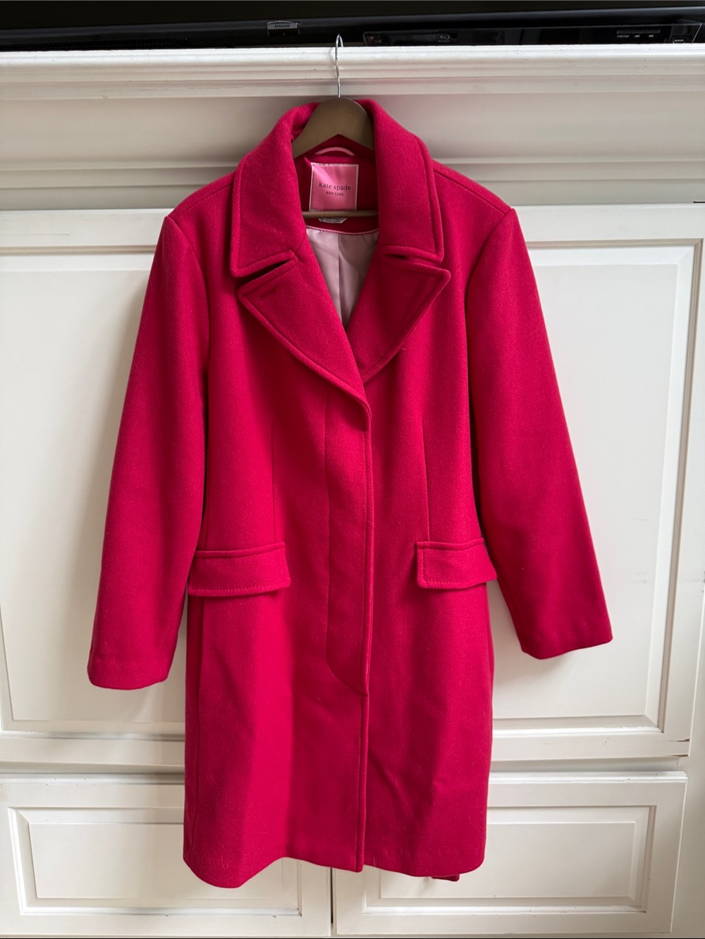 kate spade Vibrant Pink Wool-Blend Pea Coat